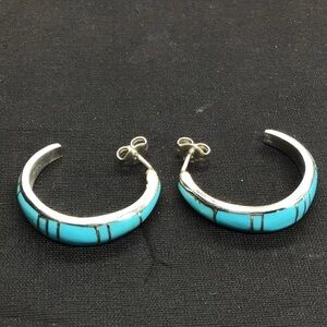 Zuni turquoise Hoop Earrings